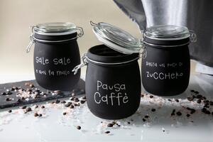 Barattoli da cucina sale caffè zucchero in vetro nero con chiusura ermetica set 3 barattoli 700 ml Idee