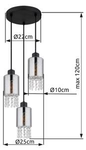 Globo 15799-3H - Lampadario a sospensione con filo BACKEY 3xE27/40W/230V diametro 25 cm nero