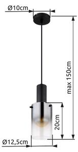 Globo 15907H - Lampadario a sospensione con filo FLORENTINA 1xE27/40W/230V diametro 12,5 cm nero