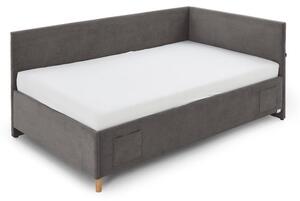 Letto da bambini con sponde color antracite imbottito con contenitore con rete inclusa 90x200 cm Cool – Meise Möbel