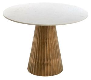 Tavolo da pranzo rotondo in bianco e bronzo con piano in marmo ø 100 cm Leyda - Light & Living