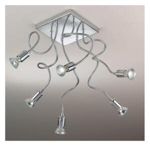 GINEVRA 6 FLEX LED PLAFONIERA CON BRACCI FLESSIBILI IN METALLO CROMATO