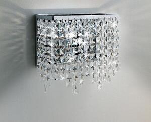 MESSICO LAMPADA PARETE CON CRISTALLI QUADRATI E MONTATURA CROMO LUCIDO