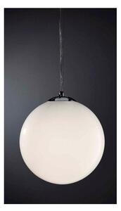 SFERA MEDIA SOSPENSIONE IN VETRO BIANCO LUCIDO DIAMETRO 30 CM MONTATURA CROMATA