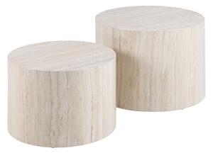 Tavolini rotondi beige con decoro in pietra in set di 2 pezzi ø 58 cm Dice - Actona