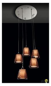 GAIA 5 LAMPADARIO SOSPENSIONE 5 LUCI PIATTO CROMO DIFFUSORI ACRILICO 3 COLORI