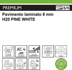 Pavimento laminato passaggio importante Pine bianco Sp 8mm