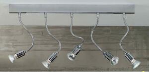 GINEVRA FLEX LAMPADA DA PARETE 5 LUCI METALLO CROMO BRACCI FLESSIBILE CON LAMPADINE LED INCLUSE
