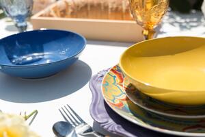 Servizio piatti da tavola in porcellana e gres con decoro colorato 18 pezzi Calamoresca