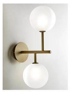 BOLLE 2 LAMPADA DA PARETE O SOFFITTO MODERNA IN METALLO NERO O ORO CON 2 SFERE IN VETRO