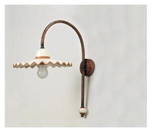 APPLIQUE RUSTICA IN OTTONE INVECCHIATO CON PIATTO PLISSE IN TERRACOTTA DELLA IMAS