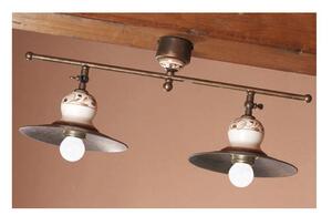 PLAFONIERA 2 LUCI STILE RUSTICO IN OTTONE INVECCHIATO CON SNODI MADE IN ITALY