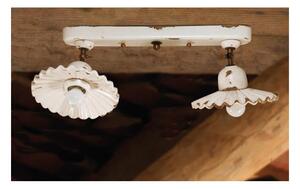 PLAFONIERA 2 LUCI IN TERRACOTTA DECORATA A MANO CON SNODI IN OTTONE INVECCHIATO DELLA IMAS