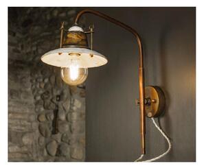 APPLIQUE RUSTICA IN OTTONE INVECCHIATO E CERAMICA CON BRACCIO REGOLABILE IN ALTEZZA DELLA IMAS