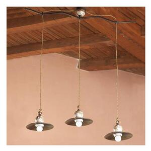 LAMPADARIO A BILANCIERE RUSTICO IN OTTONE INVECCHIATO PRODOTTO IN ITALIA DALLA IMAS