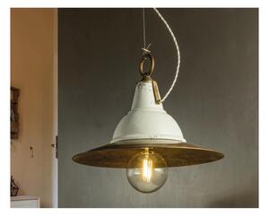 SOSPENSIONE CON CAMPANA IN TERRACOTTA E PIATTO IN OTTONE VINTAGE MADE IN ITALY DELLA IMAS