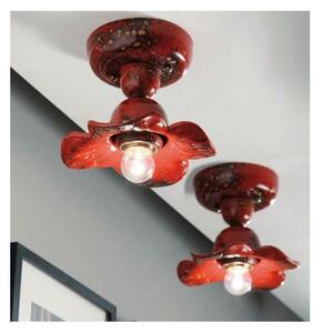 PLAFONIERA RUSTICA FORMA A FIORE IN CERAMICA DECORATA A MANO MADE IN ITALY DELLA IMAS