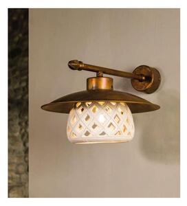 APPLIQUE VINTAGE CON CAMPANA IN CERAMICA E PIATTO IN OTTONE MADE IN ITALY