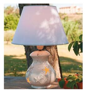 LAMPADA DA TAVOLO IN CERAMICA CON DECORO STELLE MARINE TRAFORATE E CON PARALUME MADE IN ITALY