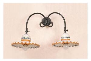 APPLIQUE 2 LUCI IN TERRACOTTA DECORATA CON SNODO STILE RUSTICO MADE IN ITALY DELLA IMAS