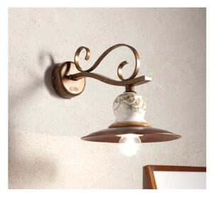 APPLIQUE CON PIATTO IN OTTONE E TERRACOTTA IN STILE RUSTICO PRODOTTO IN ITALIA DALLA IMAS