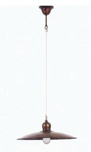 SOSPENSIONE SINGOLA IN STILE RUSTICO CON PIATTO IN OTTONE INVECCHIATO MADE IN ITALY DELLA IMAS