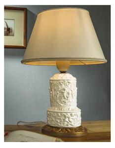 LAMPADA DA TAVOLO IN TERRACOTTA CON DECORI A RILIEVO E CON PARALUME MADE IN ITALY