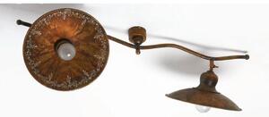 PLAFONIERA 2 LUCI CON PIATTI IN OTTONE DECORATI A MANO CON SNODI MADE IN ITALY DELLA IMAS