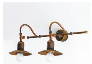 APPLIQUE RUSTICA 2 LUCI CON PIATTI IN OTTONE CON SNODI MADE IN ITALY DELLA IMAS