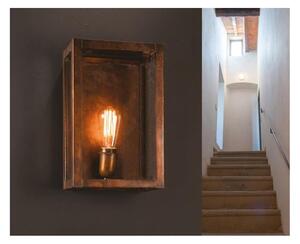 APPLIQUE A LANTERNA RUSTICA IN OTTONE INVECCHIATO CON VETRO MADE IN ITALY DELLA IMAS