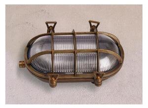 APPLIQUE OVALE PER ESTERNI IP44 IN OTTONE INVECCHIATO CON GABBIA MADE IN ITALY