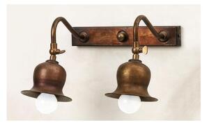 APPLIQUE RUSTICA 2 LUCI IN OTTONE INVECCHIATO CON SNODI MADE IN ITALY DELLA IMAS