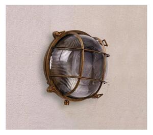 APPLIQUE TONDA PER ESTERNI IP44 IN OTTONE INVECCHIATO CON GABBIA MADE IN ITALY