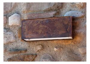 APPLIQUE A CASSETTA RUSTICA DA ESTERNI IP23 IN OTTONE INVECCHIATO MADE IN ITALY