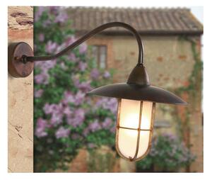 APPLIQUE RUSTICA DA ESTERNI CON GABBIA IP44 IN OTTONE INVECCHIATO MADE IN ITALY