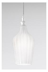CLEOFE S12 SOSPENSIONE SINGOLA IN VETRO BIANCO,OCRA,AMBRA O CABALTO DECORATO A RILIEVO