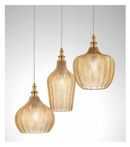 CLEOFE S3 SOSPENSIONE VINTAGE CON VETRI AMBRA TRASPARENTI DECORATI A RILIEVO DELLA GEA LUCE
