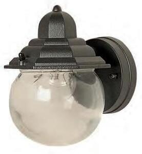 24610 APPLIQUE DA ESTERNO IP44 NERA O ANTRACITE DIFFUSORE A SFERA IN VETRO ATTACCO E27 MADE IN ITALY