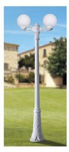GIGIBISSO G250 LAMPIONE CON 2 DIFFUSORI A GLOBO D25CM IN RESINA BIANCA ALTEZZA 205 CM IP55