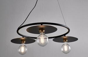 PUB SOSPENSIONE MODERNA ED ORIGINALE D70 CM IN METALLO NERO CON PIATTI D25 CM MADE IN ITALY