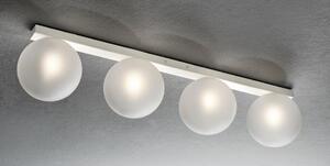 PALLINA PLAFONIERA 4 LUCI IN METALLO 3 COLORI CON SFERE IN VETRO TRASPARENTE O SATINATO