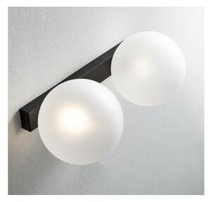 PALLINA PLAFONIERA/APPLIQUE 2 LUCI IN METALLO 3 COLORI CON SFERE IN VETRO TRASPARENTE O SATINATO