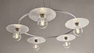 PUB SOSPENSIONE MODERNA ED ORIGINALE D90 CM METALLO BIANCO PIATTI FOGLIA ARGENTO O FOGLIA ORO