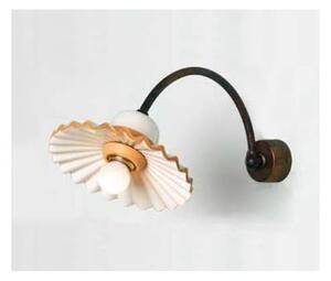 APPLIQUE STILE RUSTICO IN OTTONE CON PIATTO IN CERAMICA PLISSE MADE IN ITALY
