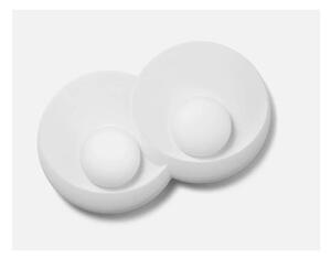 T400 APPLIQUE 2 LUCI TONDEGGIANTE IN GESSO BIANCO VERNICIABILE CON SFERE IN VETRO LAMPADINE ATTACCO GX53