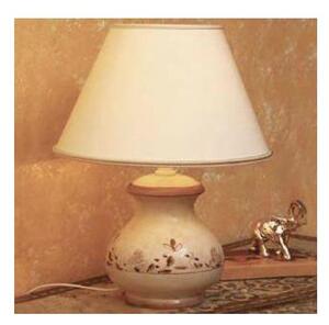 LAMPADA DA TAVOLO IN TERRACOTTA DECORATA A MANO CON PARALUME PRODOTTA IN ITALIA DALLA IMAS