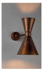 LAMPADA DA PARETE IN OTTONE ANTICATO LUCE SOPRA E SOTTO CON DIFFUSORI CONICI RUSTICA MADE IN ITALY DELLA IMAS