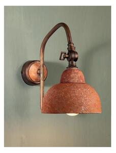 LAMPADA DA PARETE IN OTTONE ANTICATO E CERAMICA DECORATA CON SNODO STILE RUSTICO MADE IN ITALY DELLA IMAS