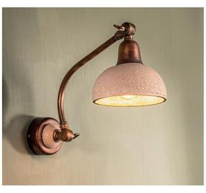 APPLIQUE IN OTTONE ANTICATO E CERAMICA DECORATA CON DOPPIO SNODO STILE RUSTICO MADE IN ITALY DELLA IMAS
