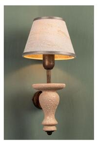 LAMPADA DA PARETE IN CERAMICA E OTTONE CON PARALUME IN STOFFA STILE RUSTICO MADE IN ITALY IMAS